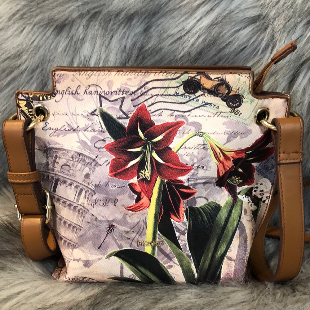 Picard Floral Crossbody Bag - Brown and Red